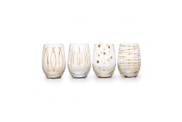 Cheers Metallic Set of 4 Gold Stemless Wine Glasses