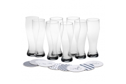 Cheers Set of 8 Wheat Beers Glasses with Coasters