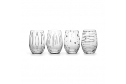 Cheers Metallic Set of 4 Platinum Stemless Wine Glasses